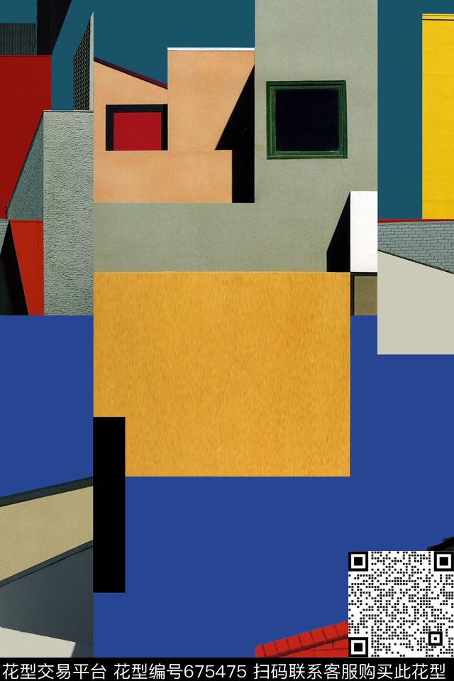 色块不规则几何艺术数码印花华亿平台下载（图片编号: 675475） - 瓦栏（Walan）