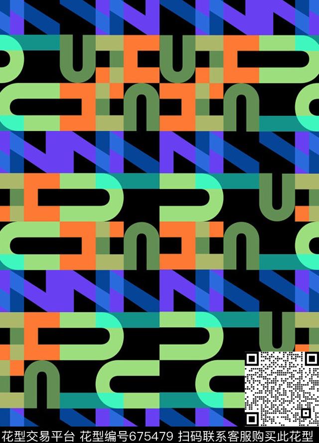 解构色块几何数码印花华亿平台下载（图片编号: 675479） - 瓦栏（Walan）