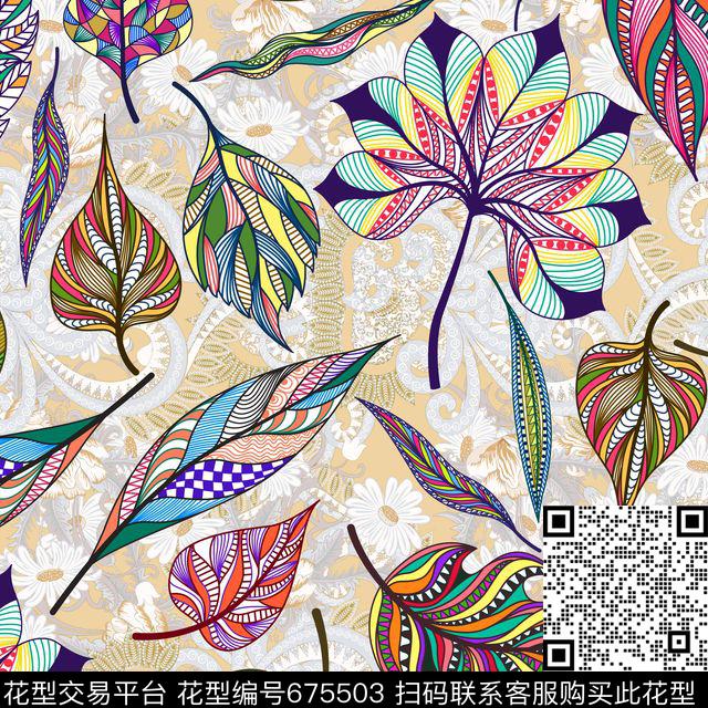 花卉蔓藤花卉底纹佩斯利数码印花华亿平台下载（图片编号: 675503） - 瓦栏（Walan）