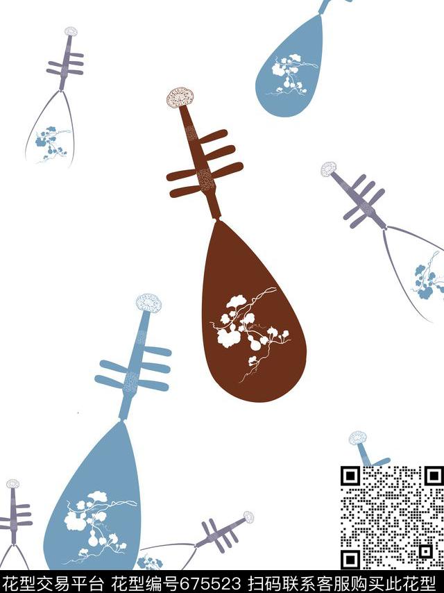 工笔画民族风中国风传统印花华亿平台下载（图片编号: 675523） - 瓦栏（Walan）