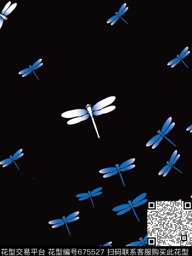 趣味蜻蜓数码印花华亿平台下载（图片编号: 675527） - 瓦栏（Walan）