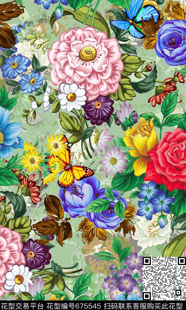 花鸟小碎花大花数码印花华亿平台下载（图片编号: 675545） - 瓦栏（Walan）