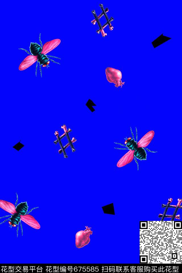 趣味女装昆虫数码印花华亿平台下载（图片编号: 675585） - 瓦栏（Walan）