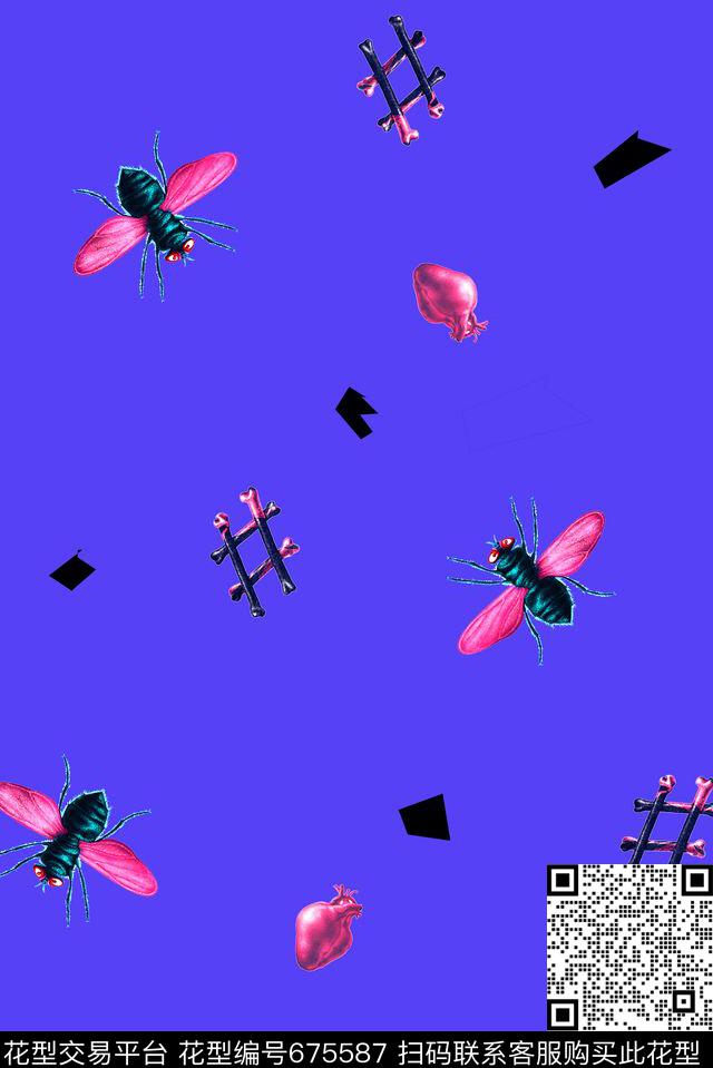 趣味女装昆虫数码印花华亿平台下载（图片编号: 675587） - 瓦栏（Walan）