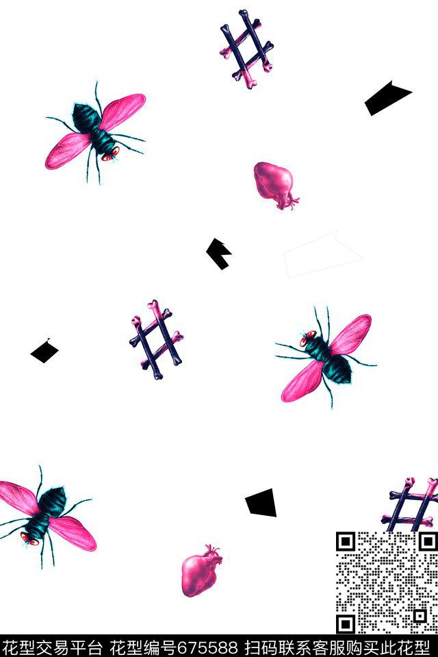 趣味女装昆虫数码印花华亿平台下载（图片编号: 675588） - 瓦栏（Walan）