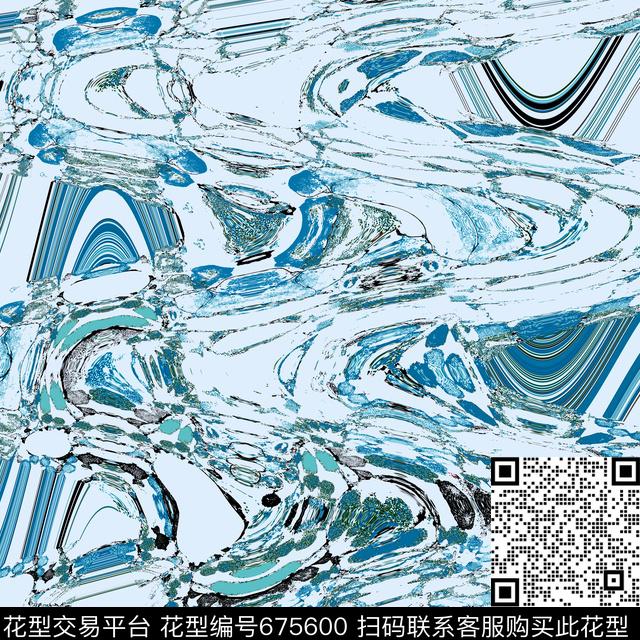 泼墨纹理水波数码印花华亿平台下载（图片编号: 675600） - 瓦栏（Walan）