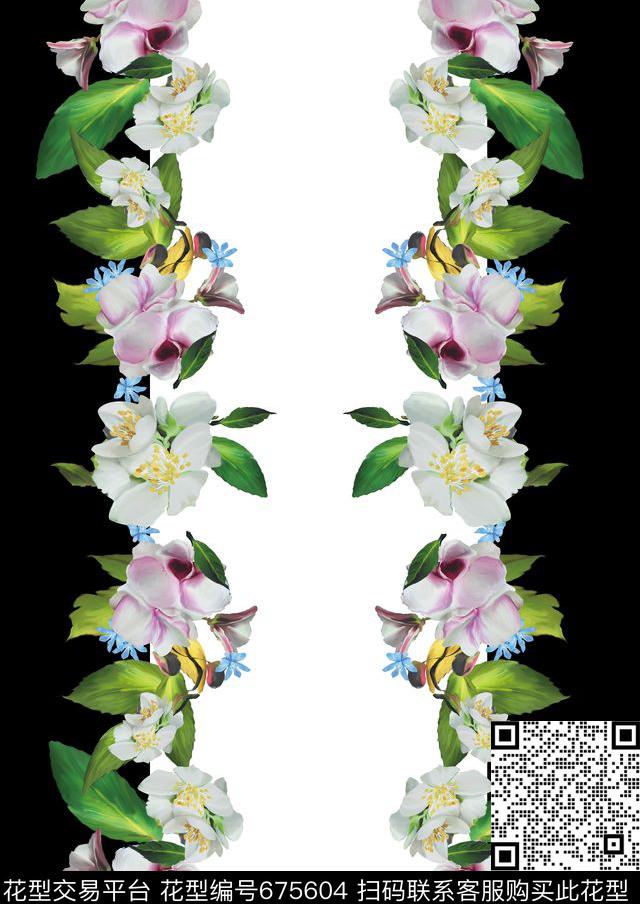 流行时尚花卉几何块面数码印花华亿平台下载（图片编号: 675604） - 瓦栏（Walan）