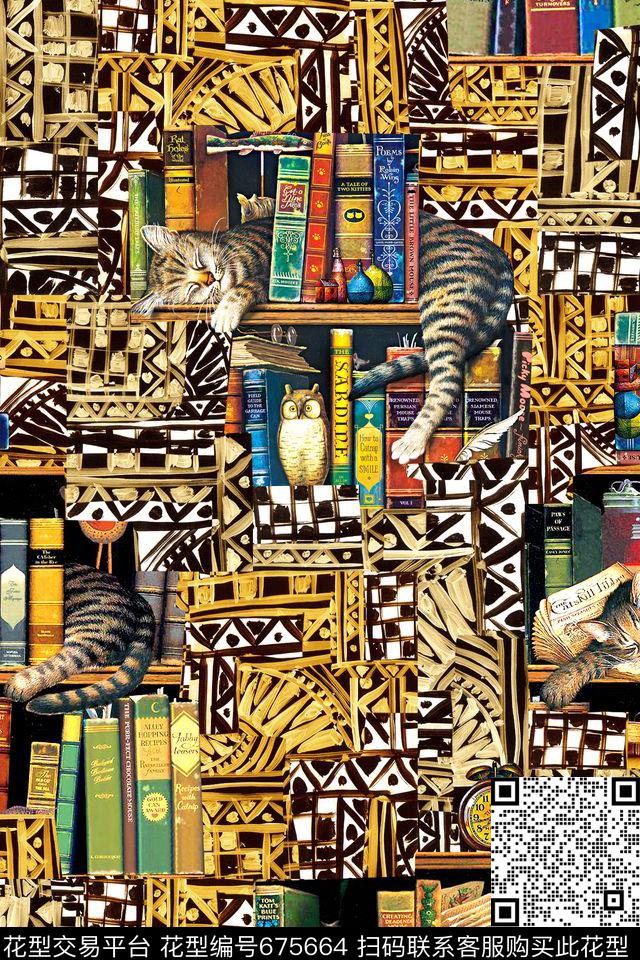 猫书复古数码印花华亿平台下载（图片编号: 675664） - 瓦栏（Walan）