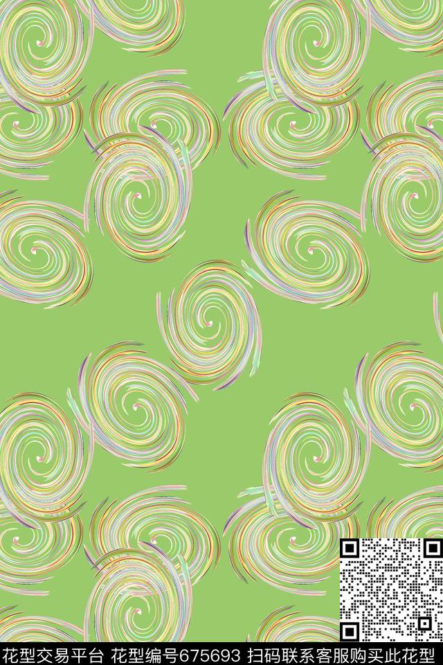 抽象图案抽象花卉风吹旋转数码印花华亿平台下载（图片编号: 675693） - 瓦栏（Walan）