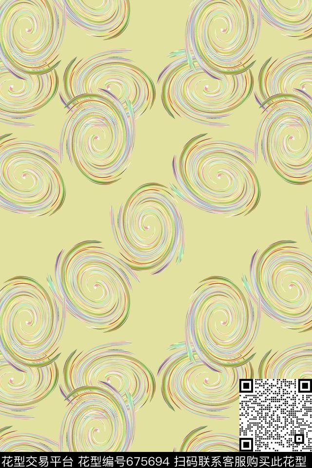 抽象图案抽象花卉风吹旋转数码印花华亿平台下载（图片编号: 675694） - 瓦栏（Walan）