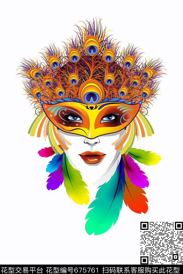 羽毛脸谱彩虹数码印花华亿平台下载（图片编号: 675761） - 瓦栏（Walan）