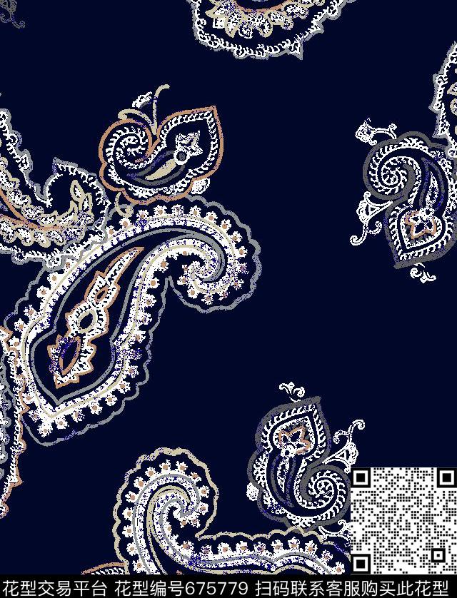 火腿花佩斯利腰果传统印花华亿平台下载（图片编号: 675779） - 瓦栏（Walan）