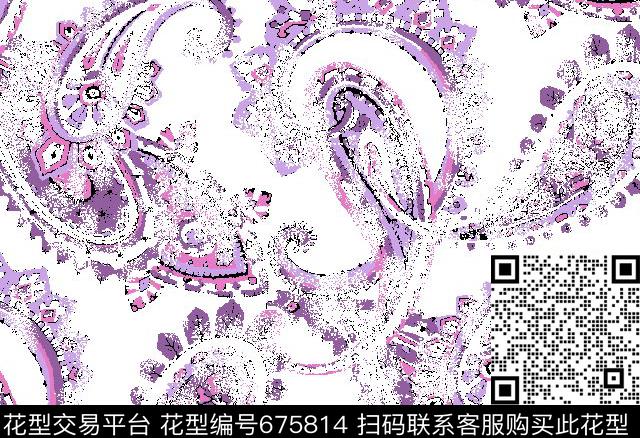 佩斯利腰果数码印花华亿平台下载（图片编号: 675814） - 瓦栏（Walan）