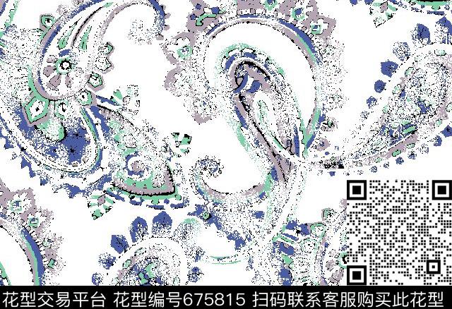 佩斯利腰果数码印花华亿平台下载（图片编号: 675815） - 瓦栏（Walan）