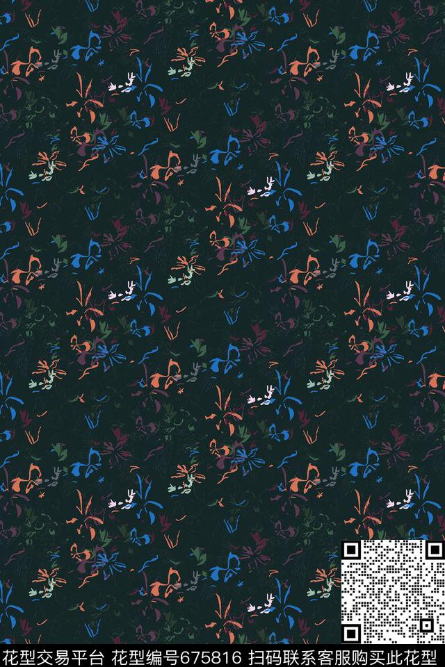 手绘花纹抽象花纹传统印花华亿平台下载（图片编号: 675816） - 瓦栏（Walan）