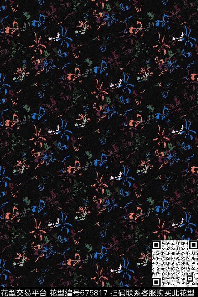 手绘花纹抽象花纹传统印花华亿平台下载（图片编号: 675817） - 瓦栏（Walan）