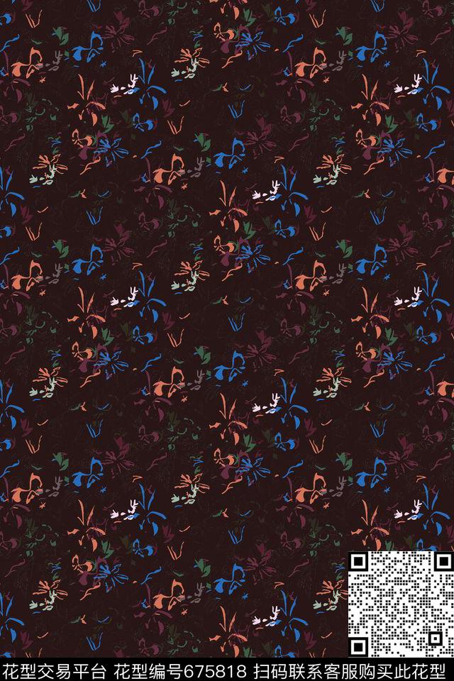 手绘花纹抽象花纹传统印花华亿平台下载（图片编号: 675818） - 瓦栏（Walan）