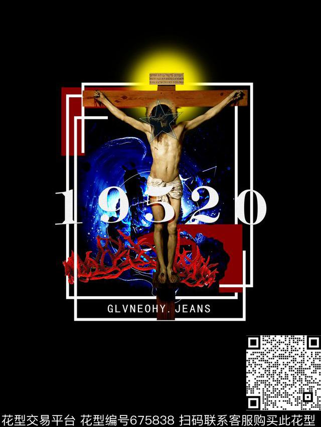 耶稣大牌潮牌几何数码印花华亿平台下载（图片编号: 675838） - 瓦栏（Walan）