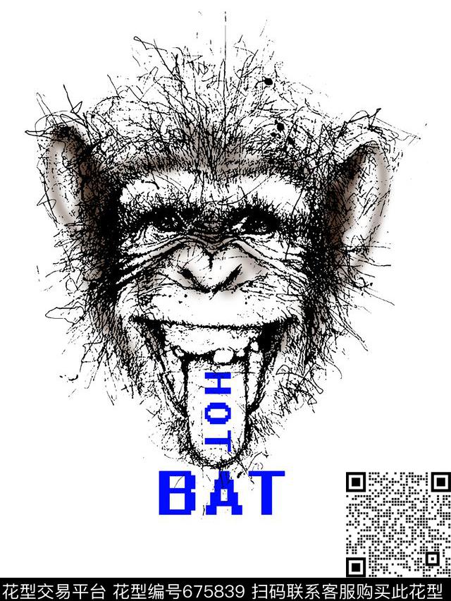 猴子大牌潮牌英文字母传统印花华亿平台下载（图片编号: 675839） - 瓦栏（Walan）