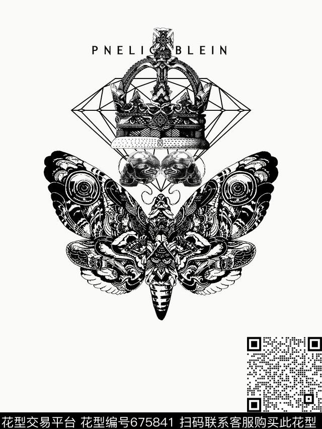 皇冠几何钻石蝴蝶传统印花华亿平台下载（图片编号: 675841） - 瓦栏（Walan）