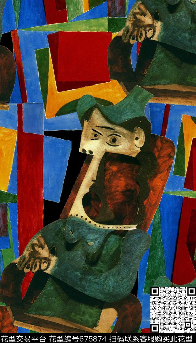 底纹抽象油画数码印花华亿平台下载（图片编号: 675874） - 瓦栏（Walan）