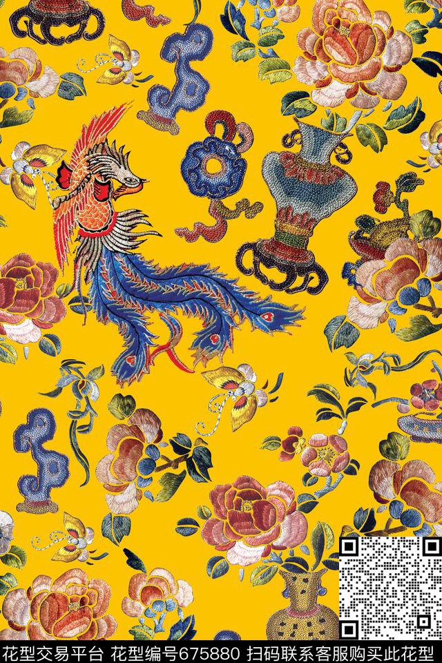 宫廷风民族风中国风数码印花华亿平台下载（图片编号: 675880） - 瓦栏（Walan）