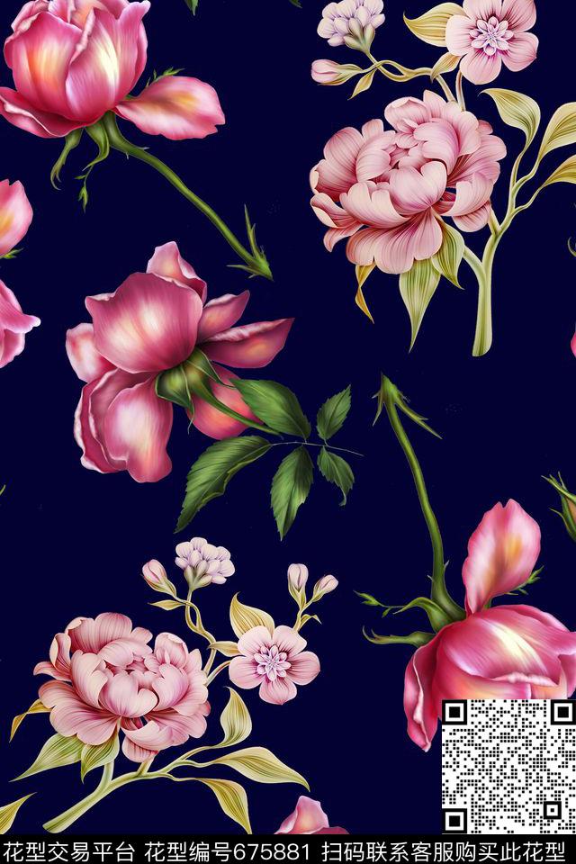花朵花卉数码印花华亿平台下载（图片编号: 675881） - 瓦栏（Walan）