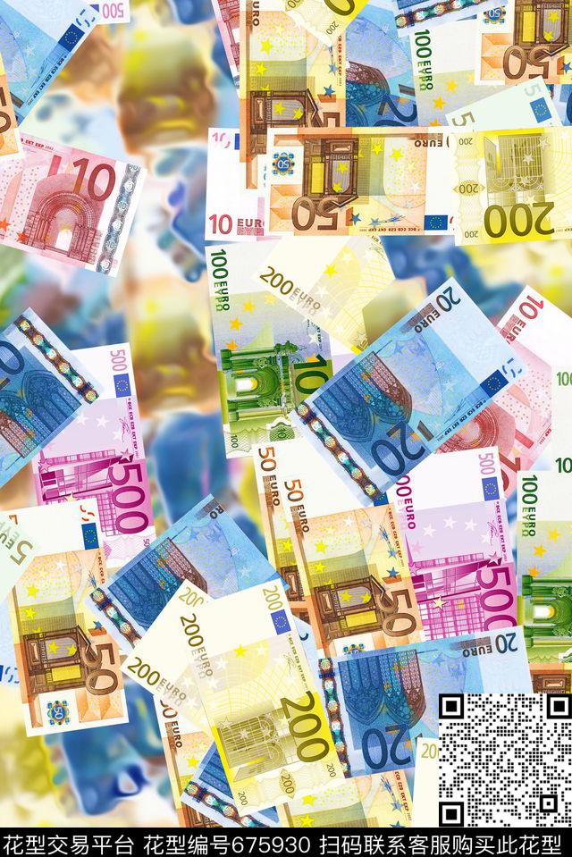 女装钱币四方连续数码印花华亿平台下载（图片编号: 675930） - 瓦栏（Walan）