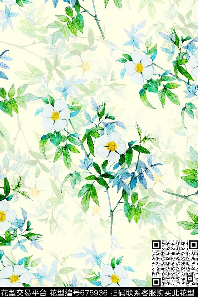 时尚抽象手绘女装植物水彩画数码印花时尚潮流泳装清爽春夏泳装渐变纹理印花雪纺真丝棉布料窗帘印花数码印花华亿平台下载（图片编号: 675936） - 瓦栏（Walan）