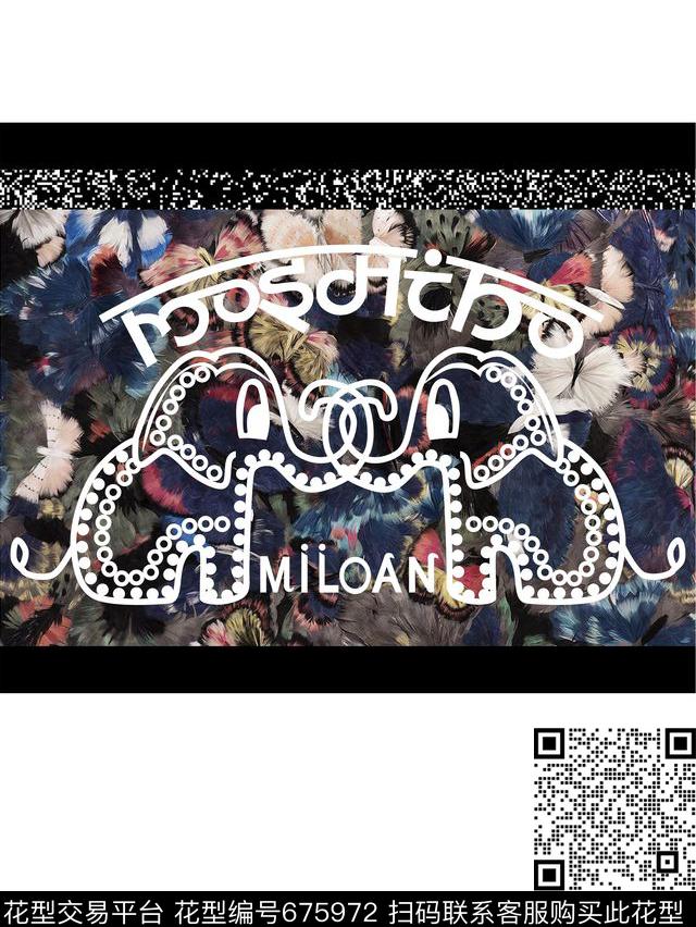 黑白大牌蝴蝶数码印花华亿平台下载（图片编号: 675972） - 瓦栏（Walan）