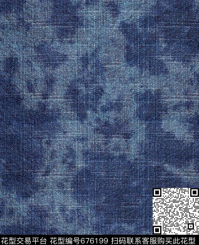 水洗牛仔肌理扎染效果做旧水洗数码印花华亿平台下载（图片编号: 676199） - 瓦栏（Walan）