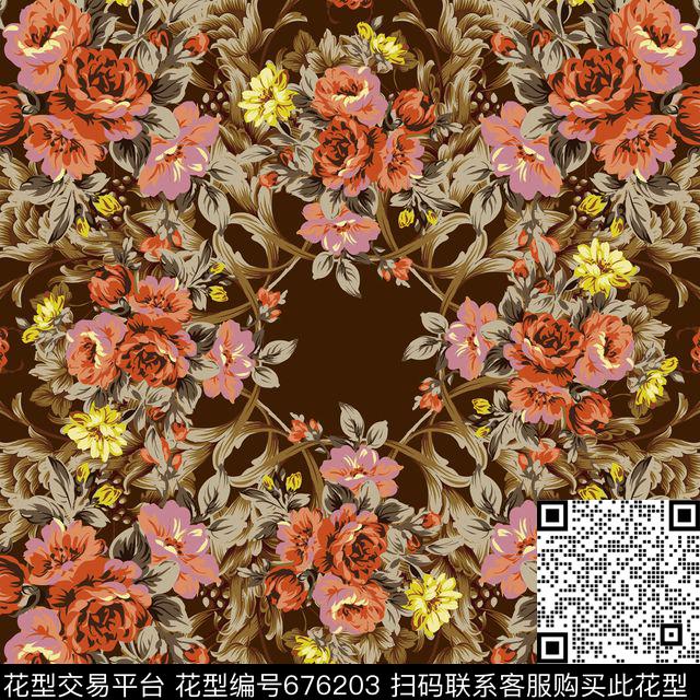 大牌时尚欧式卷草方巾传统印花华亿平台下载（图片编号: 676203） - 瓦栏（Walan）