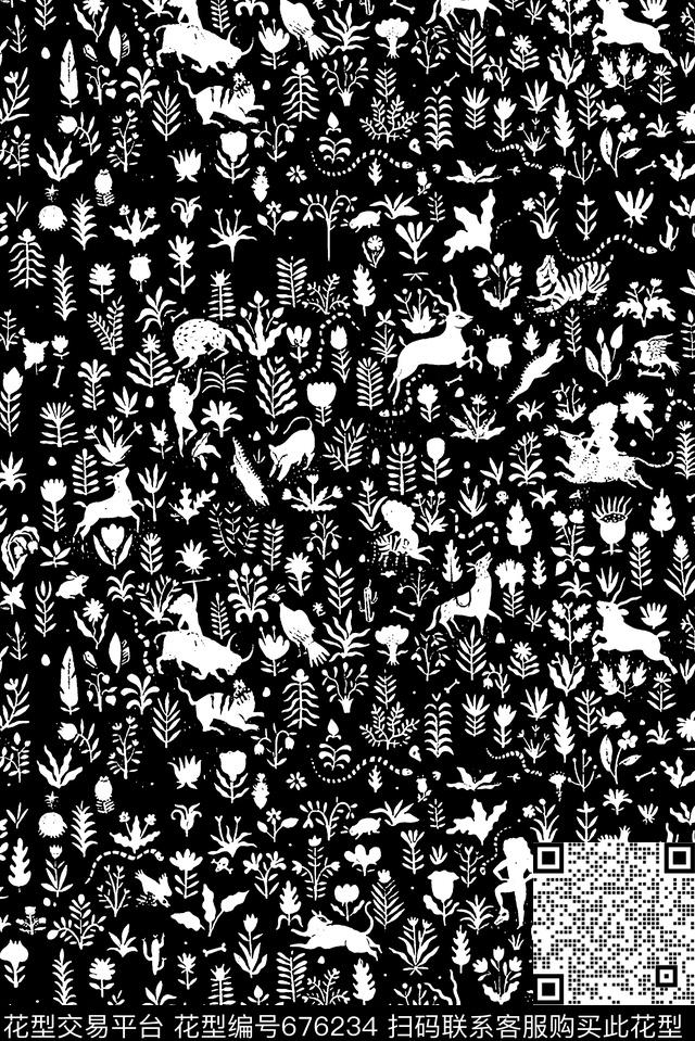 热带动植物艺术数码印花华亿平台下载（图片编号: 676234） - 瓦栏（Walan）