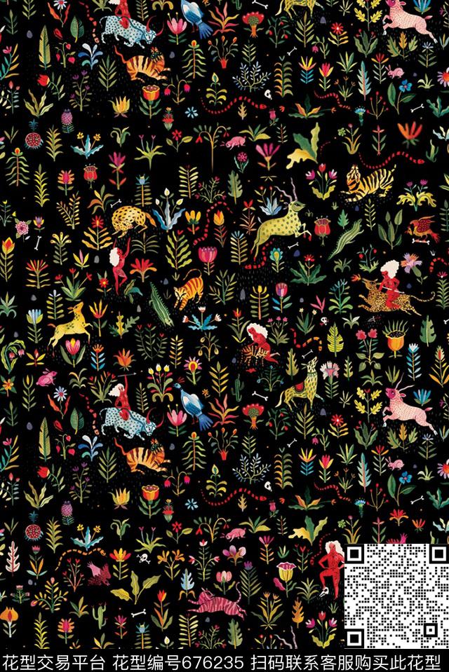 热带动植物艺术数码印花华亿平台下载（图片编号: 676235） - 瓦栏（Walan）