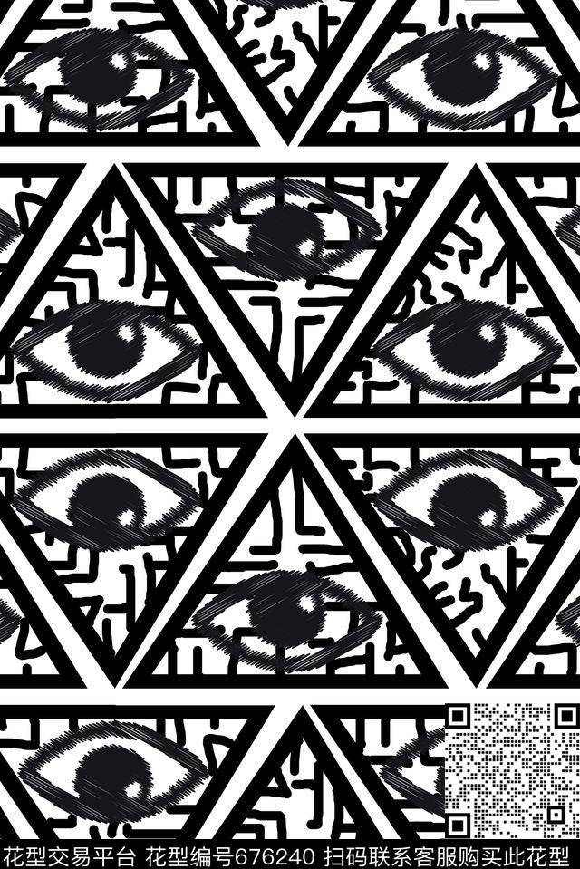 眼睛抽象男装传统印花华亿平台下载（图片编号: 676240） - 瓦栏（Walan）