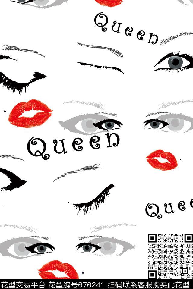 眼睛红唇春夏数码印花华亿平台下载（图片编号: 676241） - 瓦栏（Walan）