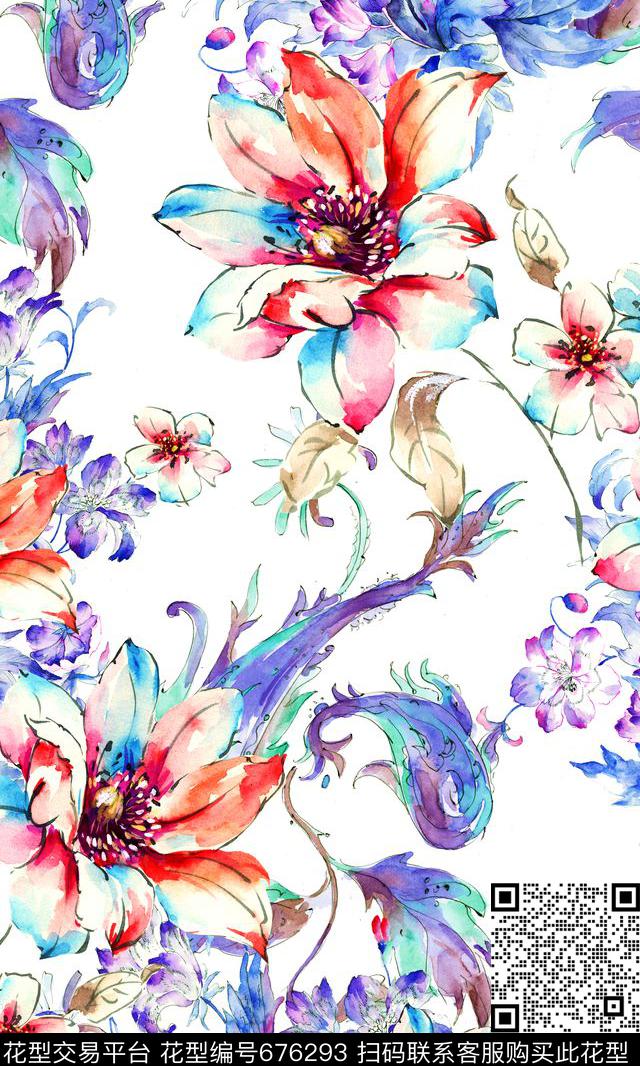 小碎花花朵花卉数码印花华亿平台下载（图片编号: 676293） - 瓦栏（Walan）