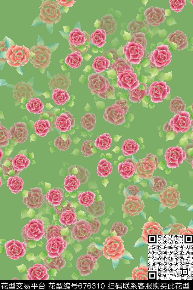 水彩花朵手绘意向花朵植物花卉数码印花华亿平台下载（图片编号: 676310） - 瓦栏（Walan）