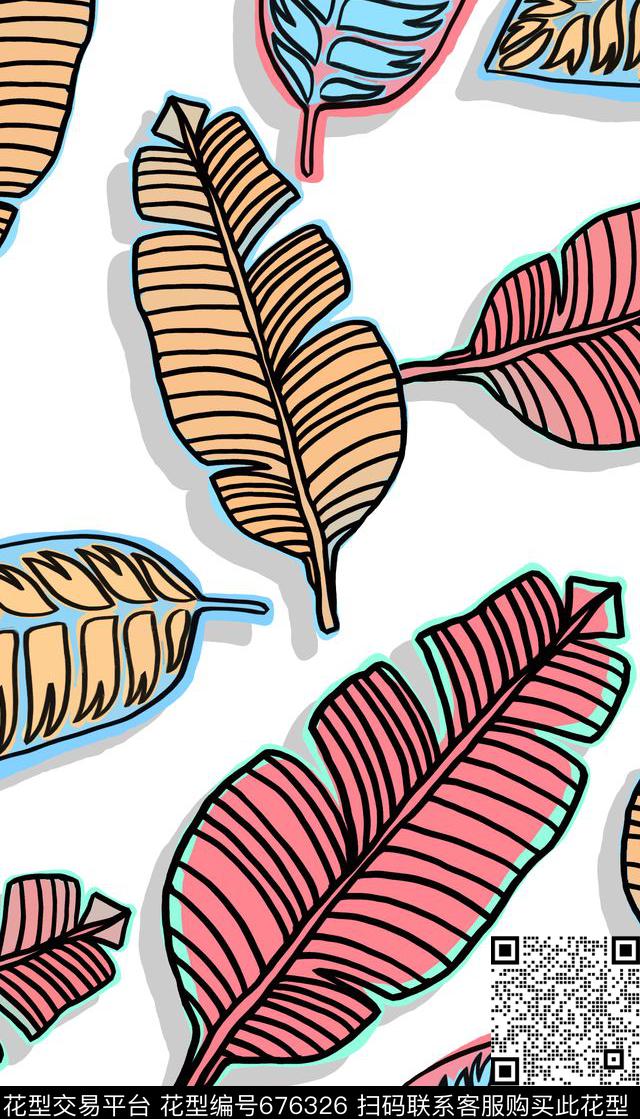 热带、树叶、手绘传统印花华亿平台下载（图片编号: 676326） - 瓦栏（Walan）