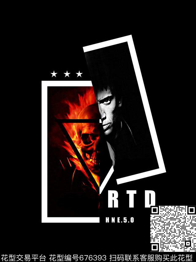 人物像几何男装T恤数码印花华亿平台下载（图片编号: 676393） - 瓦栏（Walan）