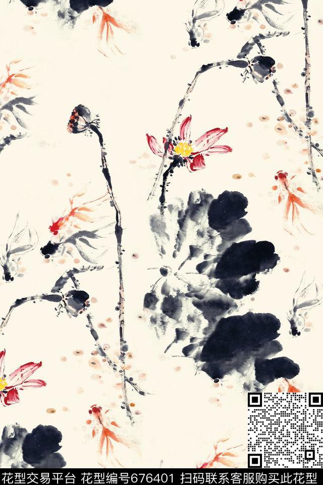 玉兰花牡丹花卉数码印花华亿平台下载（图片编号: 676401） - 瓦栏（Walan）