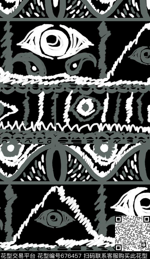 涂鸦眼睛男装传统印花华亿平台下载（图片编号: 676457） - 瓦栏（Walan）