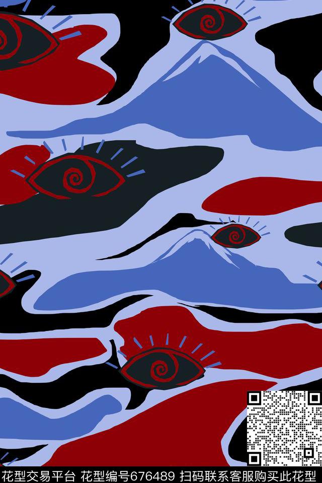 眼睛迷彩男装传统印花华亿平台下载（图片编号: 676489） - 瓦栏（Walan）