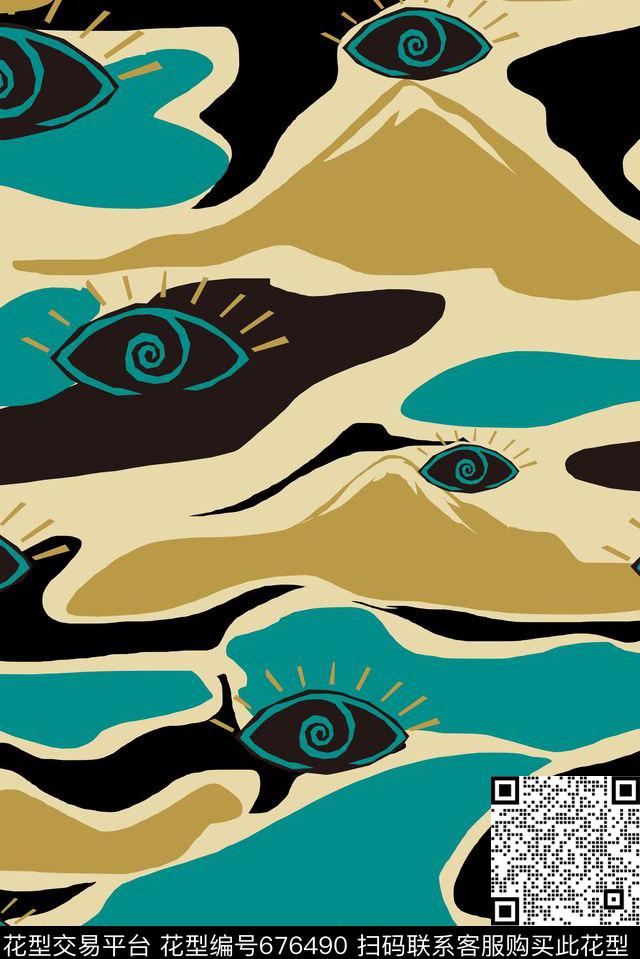 眼睛迷彩男装传统印花华亿平台下载（图片编号: 676490） - 瓦栏（Walan）