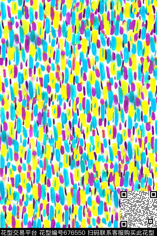 抽象手绘水彩笔触数码印花华亿平台下载（图片编号: 676550） - 瓦栏（Walan）