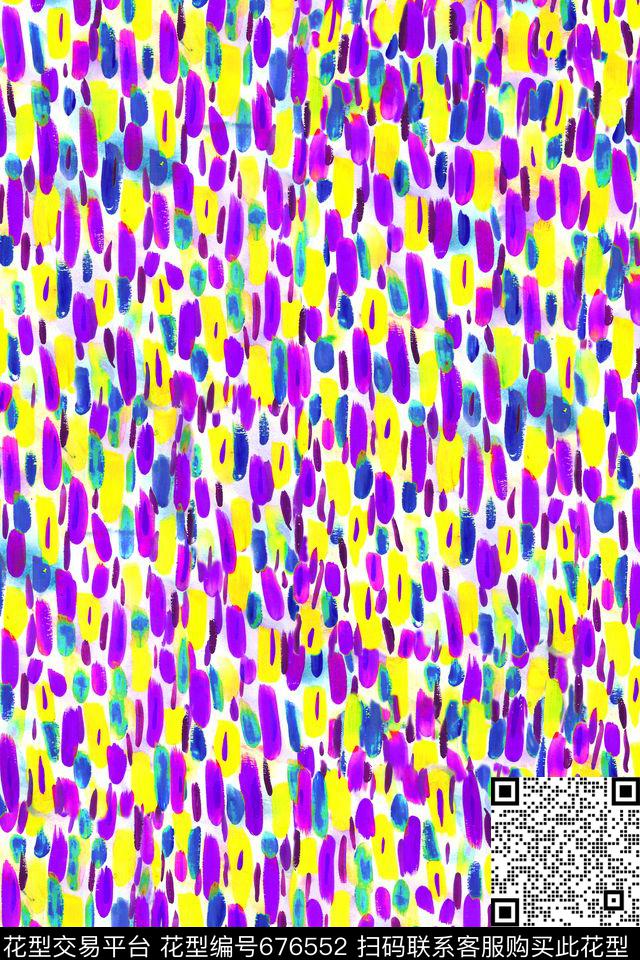 抽象手绘水彩笔触数码印花华亿平台下载（图片编号: 676552） - 瓦栏（Walan）