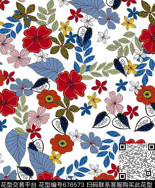 花卉手绘花卉传统花卉数码印花华亿平台下载（图片编号: 676573） - 瓦栏（Walan）