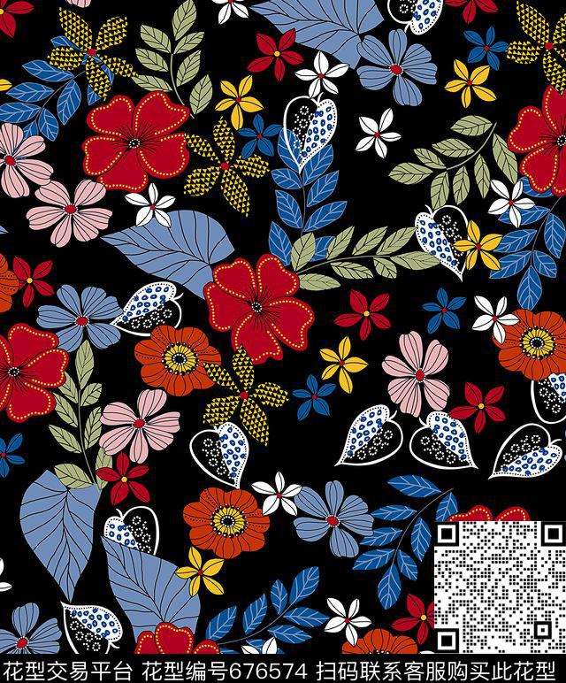 花卉手绘花卉传统花卉数码印花华亿平台下载（图片编号: 676574） - 瓦栏（Walan）