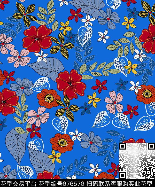 花卉手绘花卉传统花卉数码印花华亿平台下载（图片编号: 676576） - 瓦栏（Walan）