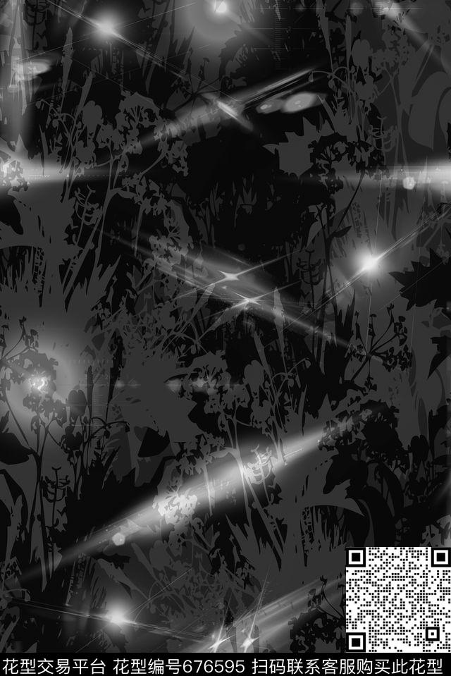 抽象剪影光晕数码印花华亿平台下载（图片编号: 676595） - 瓦栏（Walan）